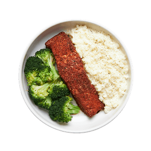 Blackened Salmon with Cheesy Cauliflower Rice