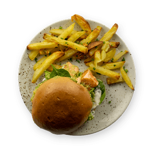 Salmon & Avocado Sandwich with Fries