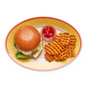 Buffalo Chicken Burger with Waffle Fries