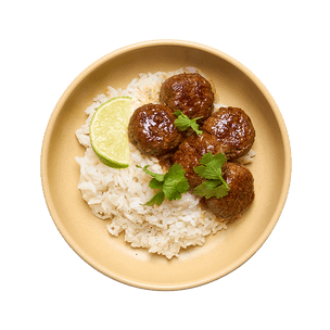 Boulettes de bœuf au gingembre & riz