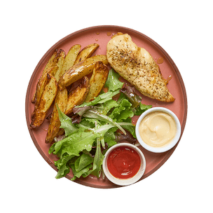 Air Fryer Chicken & Potato Wedges with Salad