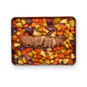 One pan filet mignon au balsamique & légumes rôtis