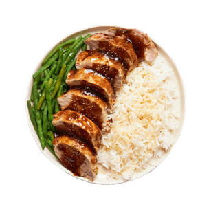 Apricot-Glazed Pork Tenderloin, Rice & Green Beans