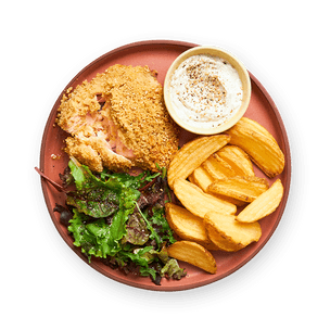 Sesame Crusted Salmon with Potatoes & Salad