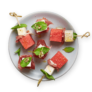 Watermelon, Feta & Prosciutto Skewers