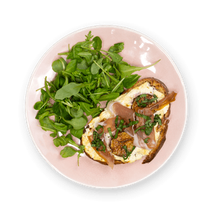 Tartine chèvre figue jambon