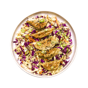 Dumplings with Zingy Cabbage Slaw