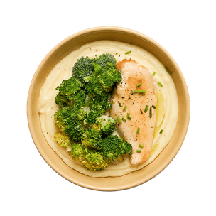 Poulet, purée aux fines herbes & brocolis