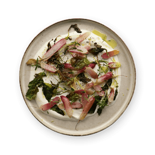 Radis rôtis, sauce yaourt