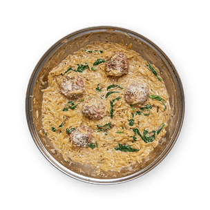 Creamy Orzo & Meatball Skillet