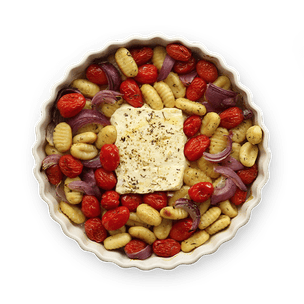 Feta rôtie, gnocchis & tomates cerises