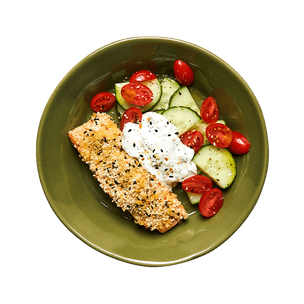 Everything-Crusted Salmon with Cucumber Salad
