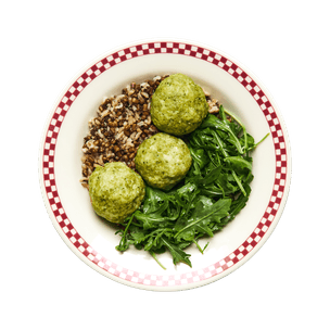 Grain Bowl with Chicken Pesto Meatballs