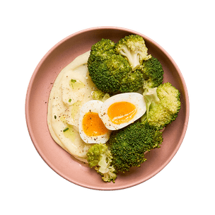 Soft-boiled Eggs with Cheesy Mashed Potatoes & Broccoli Soft-boiled Eggs with Cheesy Mashed Potatoes & Broccoli