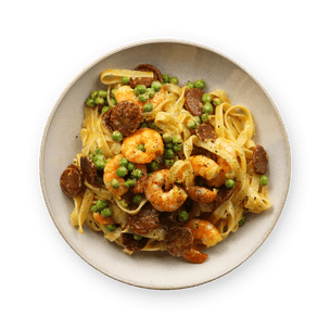 Tagliatelle crevettes & chorizo