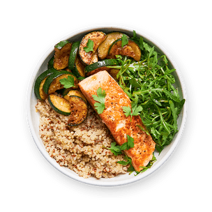 Saumon grillé, quinoa & courgettes