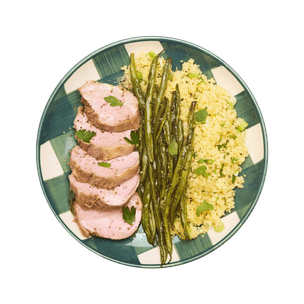 Pork Tenderloin with Herby Couscous & Green Beans