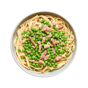 Linguine crémeuses aux petits pois & lardons