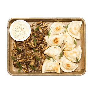 Sheet Tray Pierogies with Mushrooms