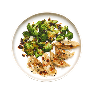 Dumplings with Garlic-Soy Broccoli