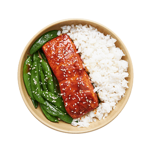Sriracha-Honey Salmon with Rice & Snap Peas