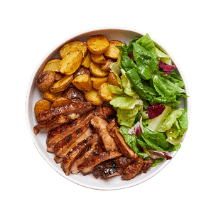 BBQ Pork Chop with Potatoes & Salad