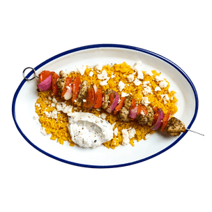 Greek Chicken Skewers with Rice