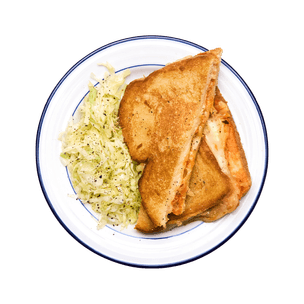 Kimchi Grilled Cheese & Cabbage Slaw