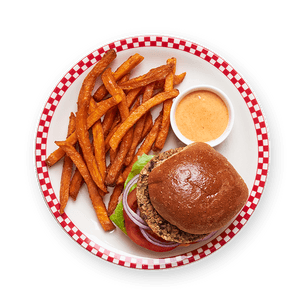 black-bean-burger-with-sweet-potato-fries