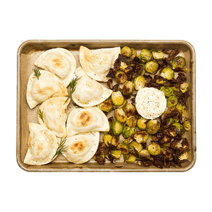 Sheet Tray Pierogies with Brussels Sprouts