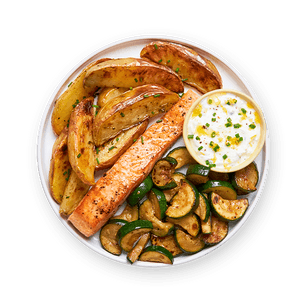 Salmon & Potatoes with Lemon-Yogurt Sauce