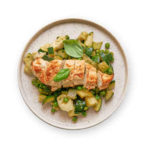 Pan-Fried Chicken with Pesto Veggies