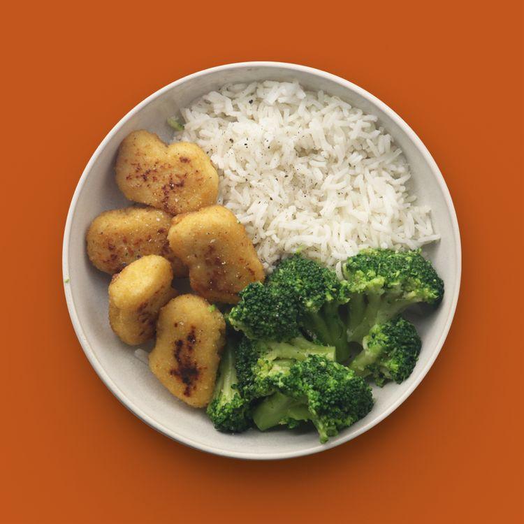 Veggie Nuggets, Rice & Broccoli