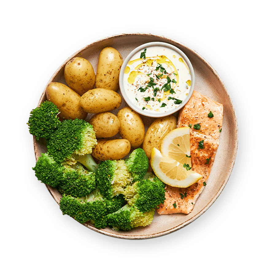 Herby Salmon with Steamed Potatoes & Veggies