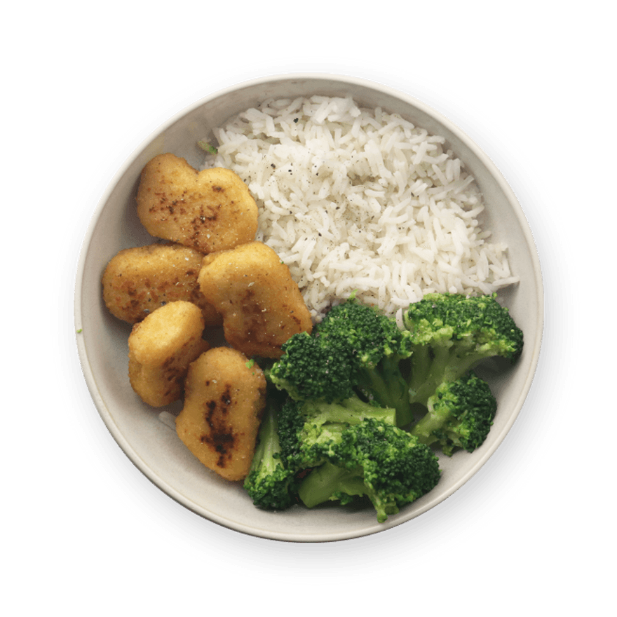 Veggie Nuggets, Rice & Broccoli