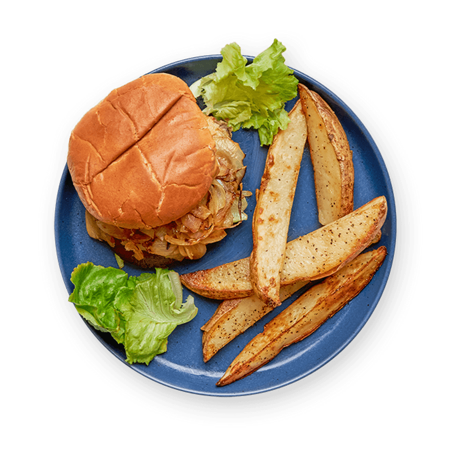 Shroom Burger with Potato Wedges