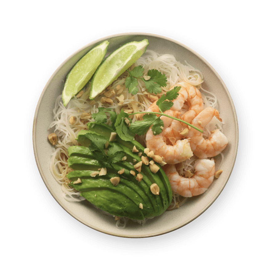 Shrimp & Avocado Noodle Bowl