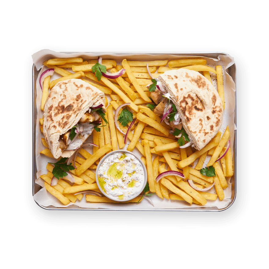 Greek Chicken Pita with Fries