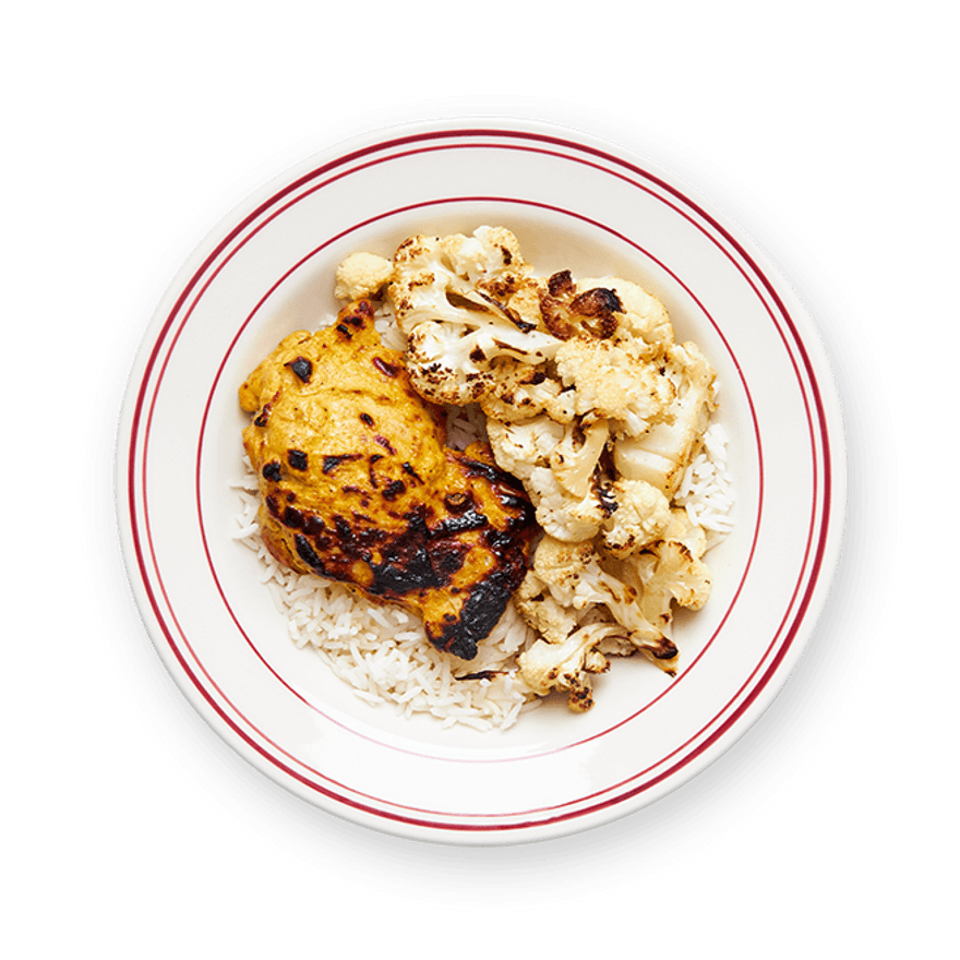 Yogurt Curry Chicken with Cauliflower & Rice