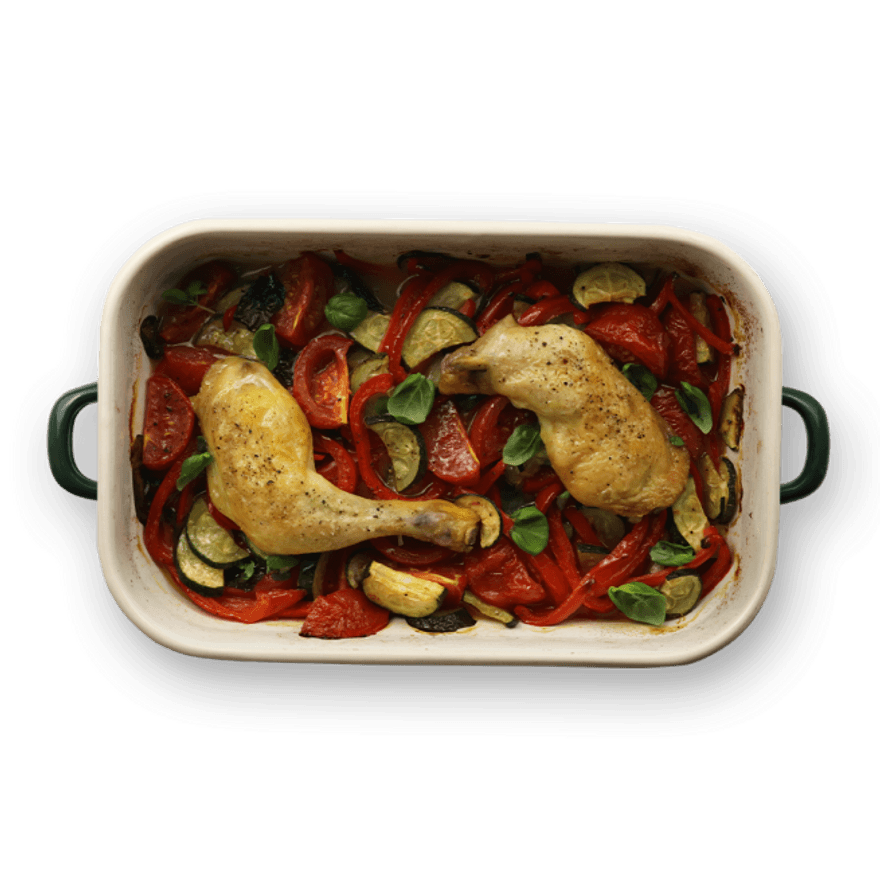 Roasted Chicken Thighs & Summer Veggies