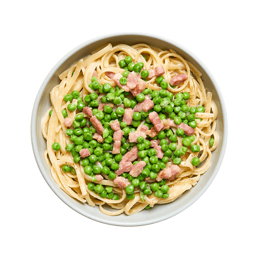 Linguine crémeuses aux petits pois & lardons Linguine crémeuses aux petits pois & lardons