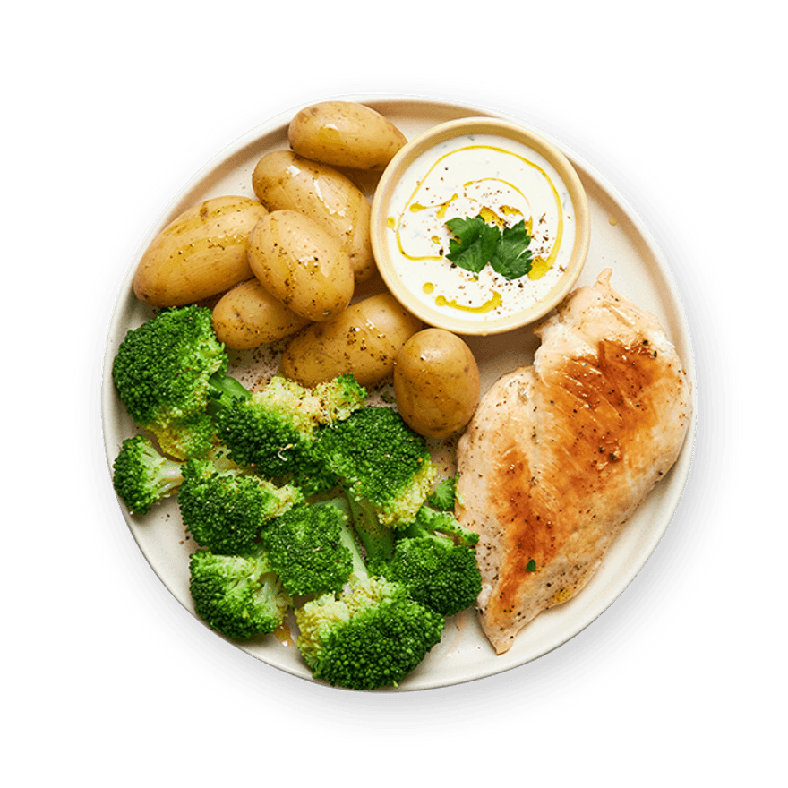 Chicken with Steamed Broccoli & Potatoes