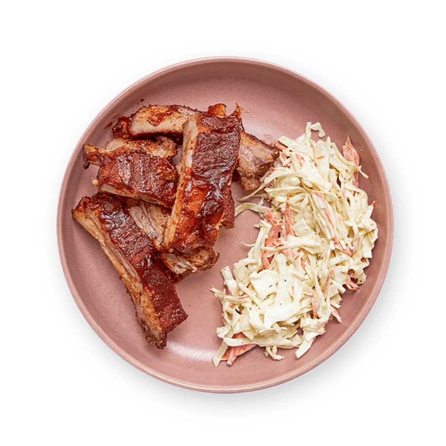 Oven-Baked BBQ Ribs & Coleslaw