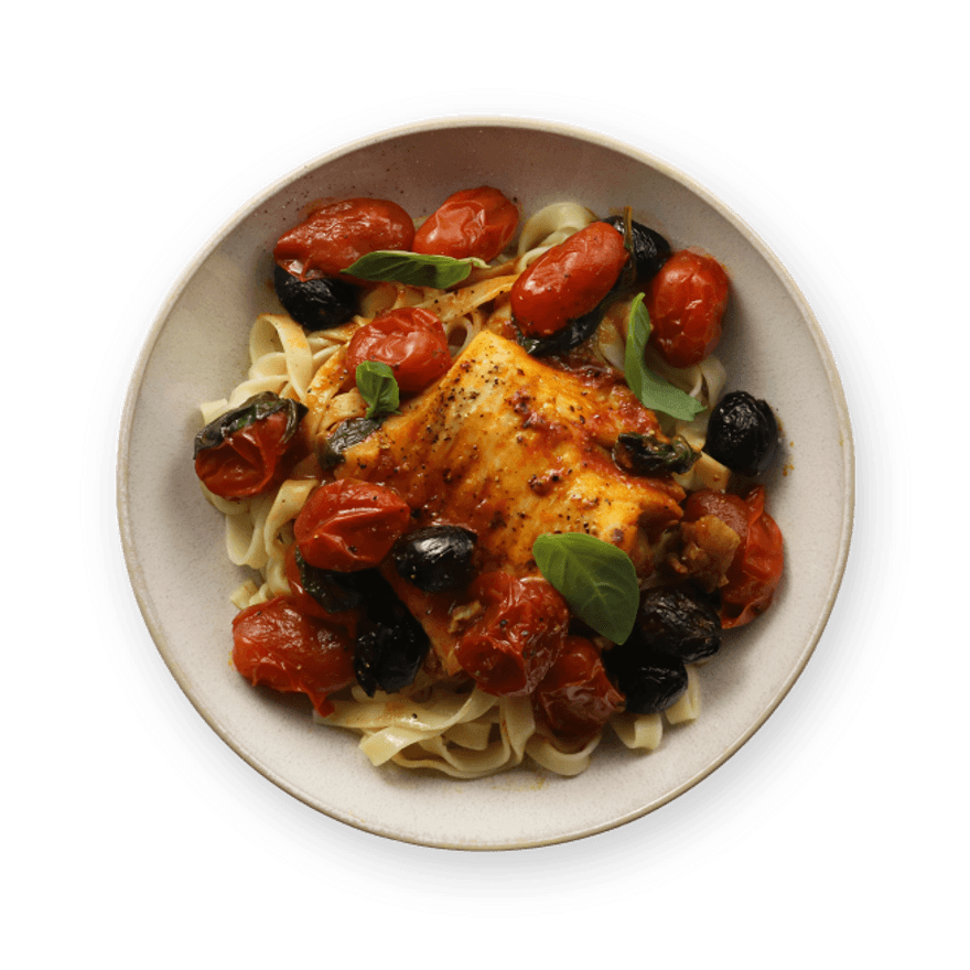 Cod, Tomato & Olive Pasta