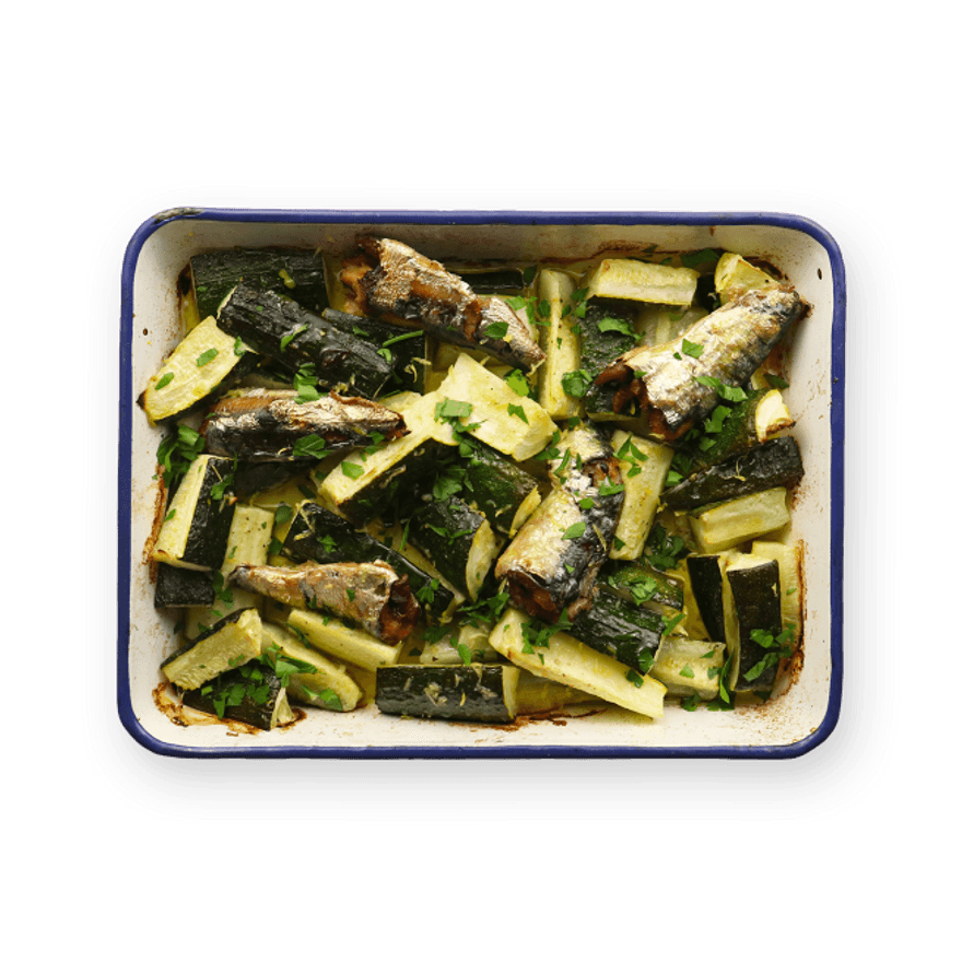 Baked Zucchini & Sardines