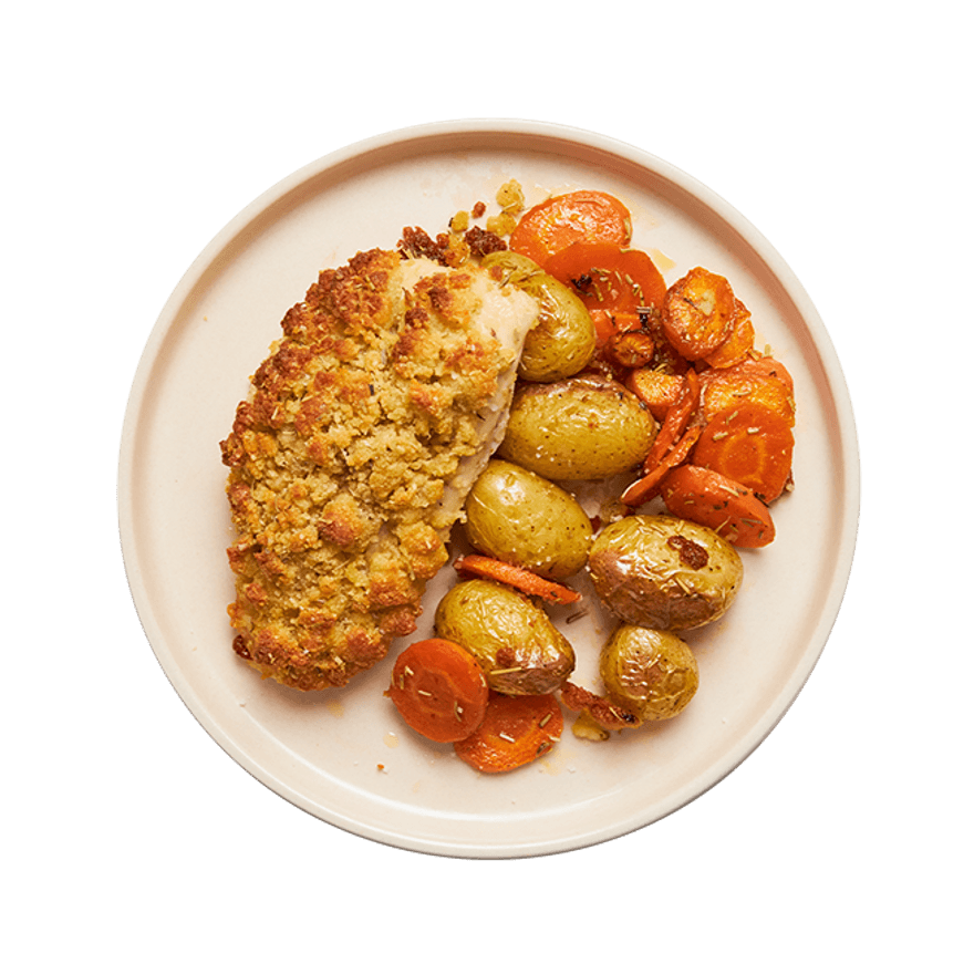 Parm Crusted Chicken with Roasted Veggies
