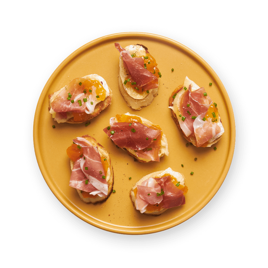Brie, Prosciutto & Apricot Jam Crostini