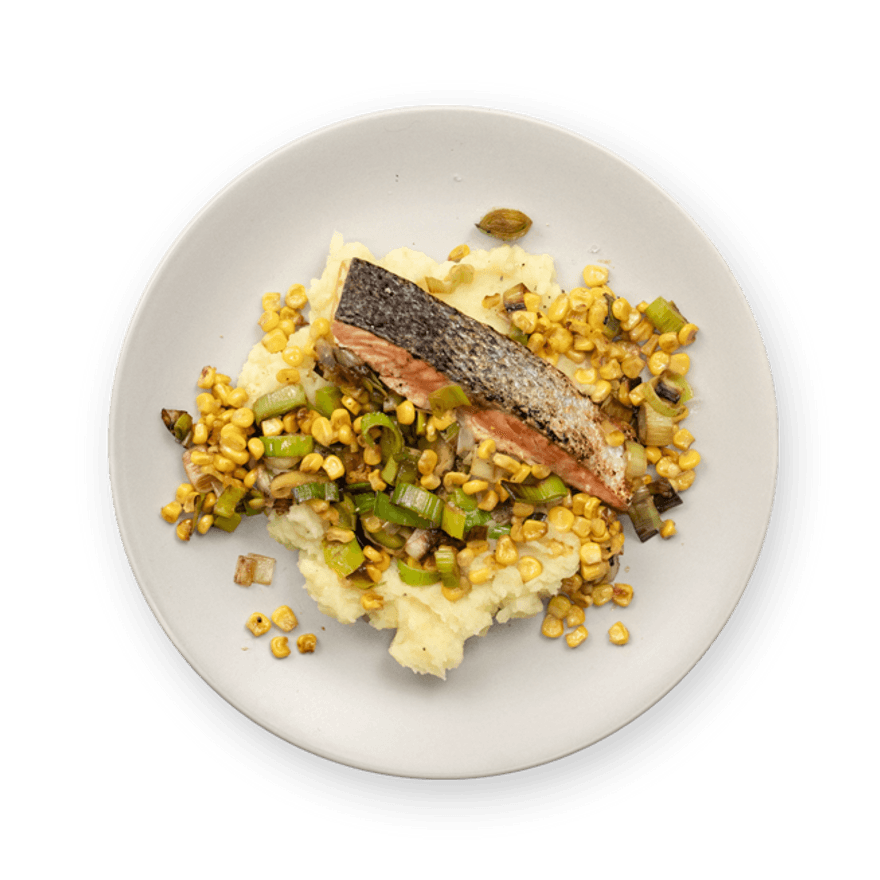 Salmon with Corn & Mashed Potatoes