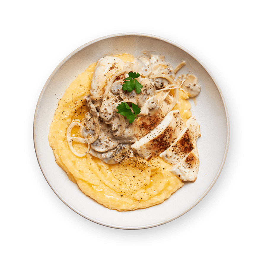Creamy Mushroom Chicken with Polenta
