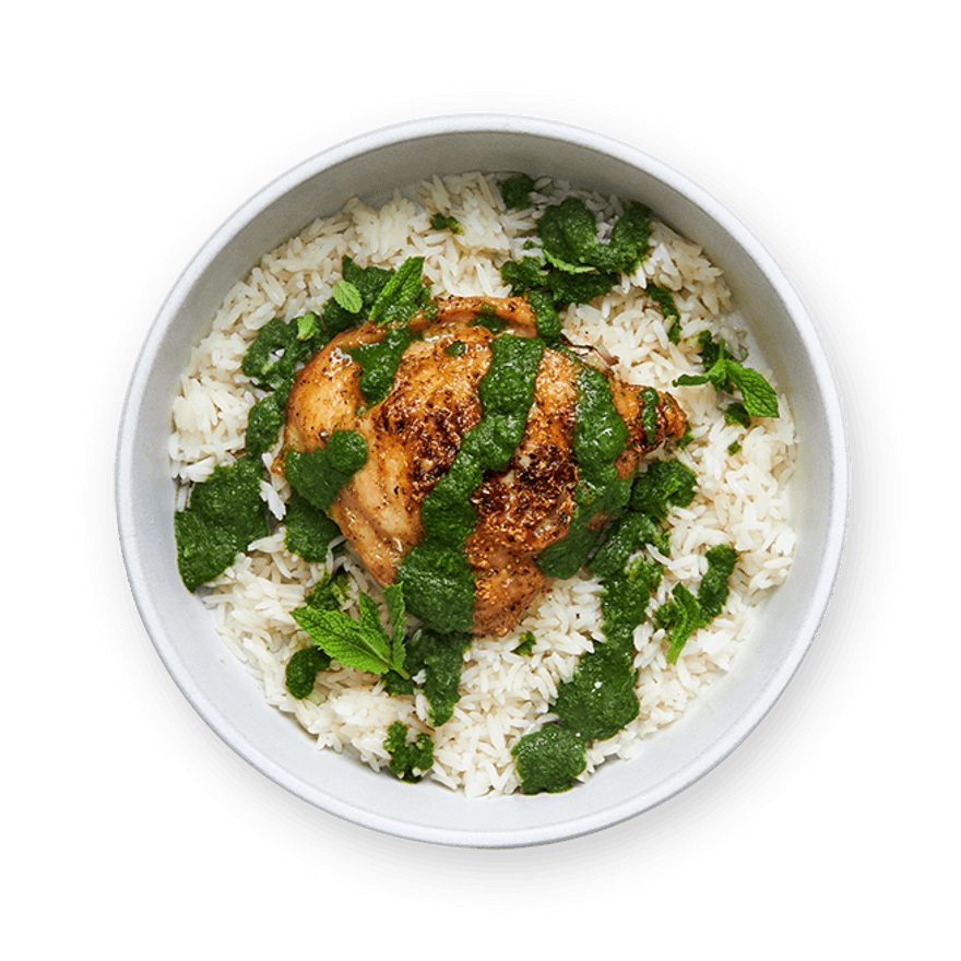 Chicken & Rice with Green Chutney